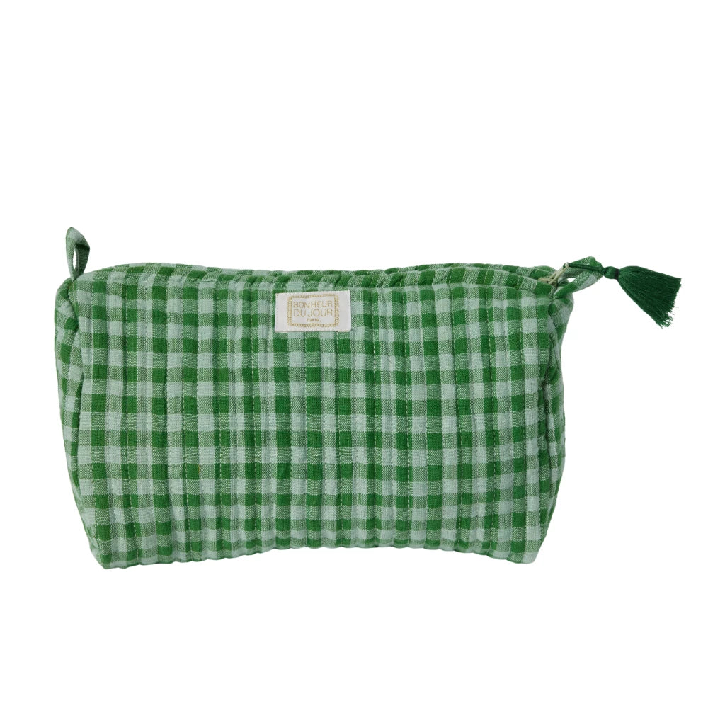 Trousse de toilette vichy vert | Bonheur du jour
