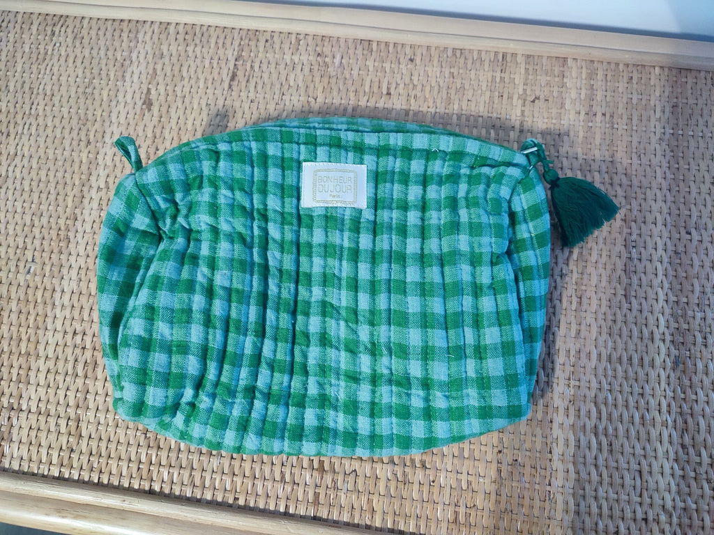 Trousse de toilette vichy vert | Bonheur du jour