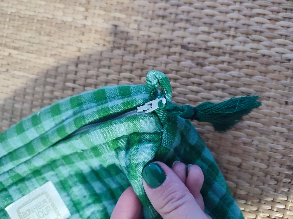 Trousse de toilette vichy vert | Bonheur du jour