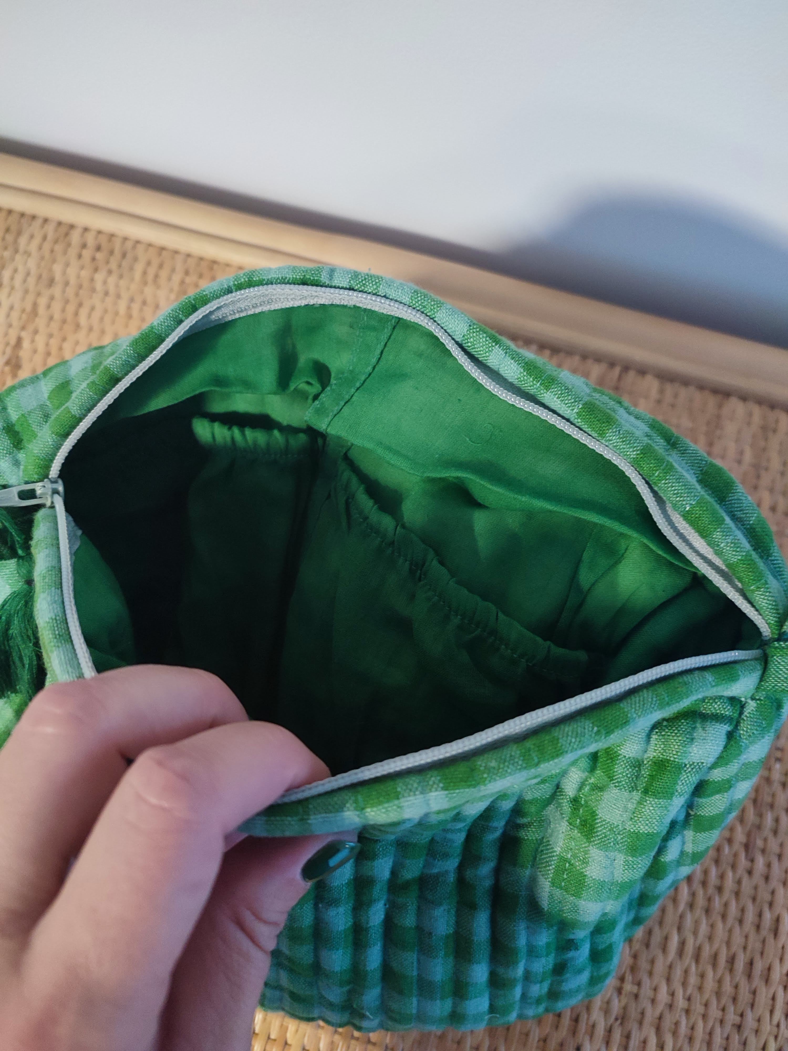 Trousse de toilette vichy vert | Bonheur du jour