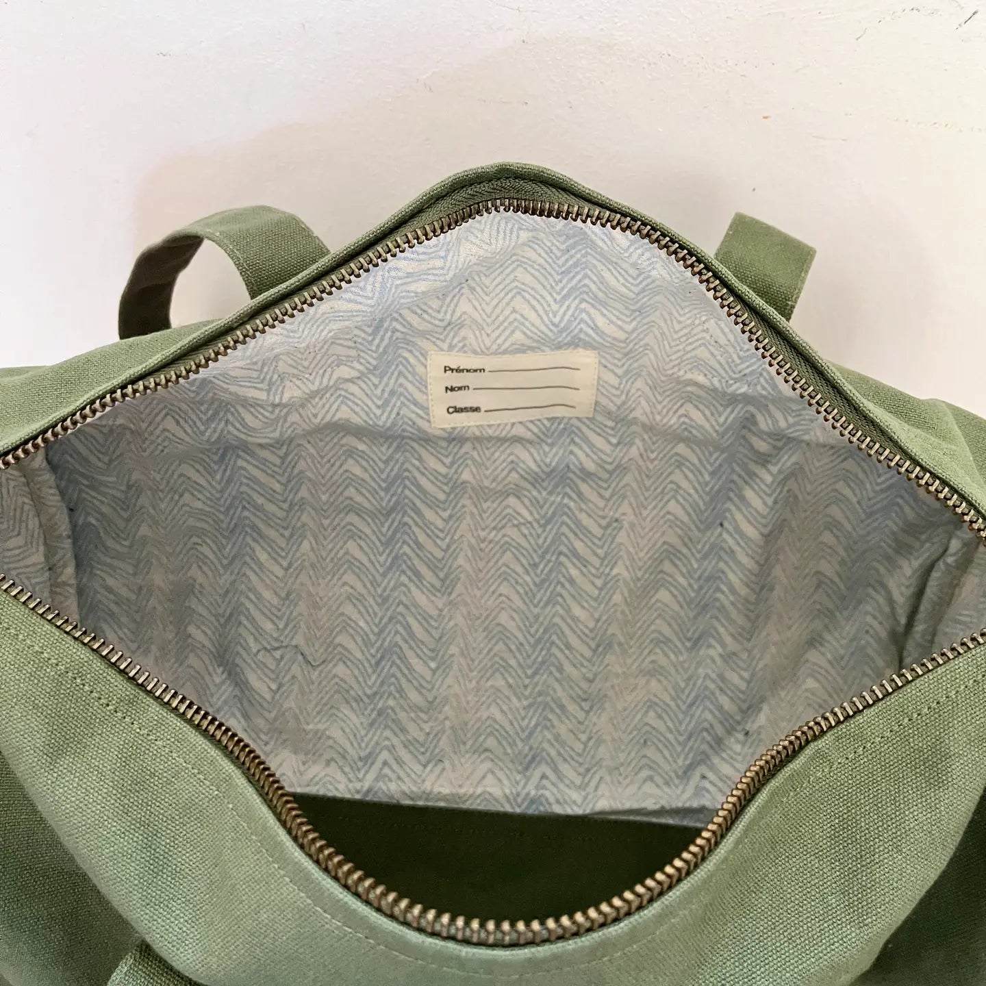 Mini sac polochon bleu ciel - vert olive | Family impact stories