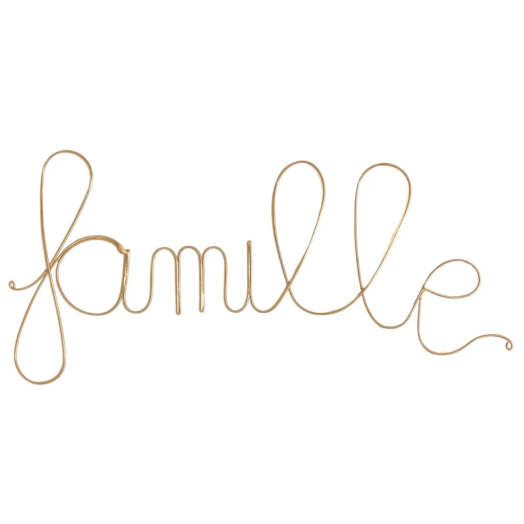 Mot en fil de fer doré "FAMILLE" – Décoration murale artisanale