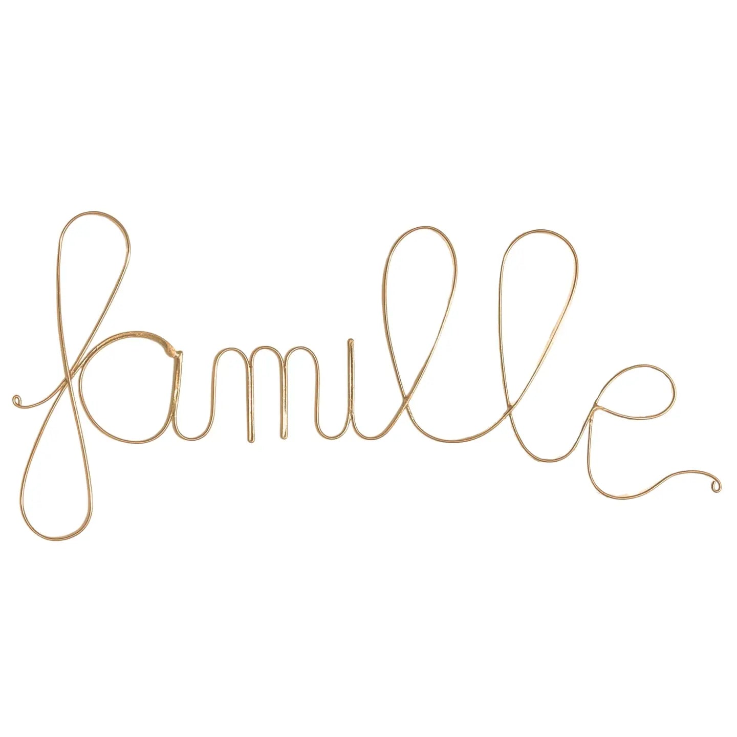 Mot en fil de fer doré "FAMILLE" – Décoration murale artisanale