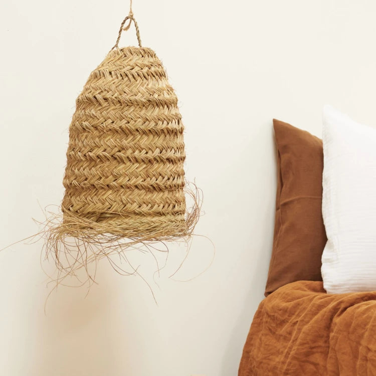 Suspension tube en fibre de palmier – Abat-jour artisanal