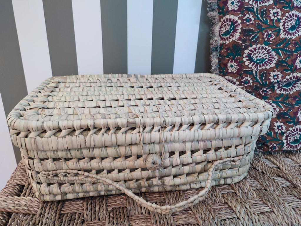 Valisette de rangement en palmier tressé – Artisanat naturel